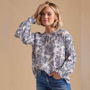 DownEast Jovie Ruffle Blouse Top XS